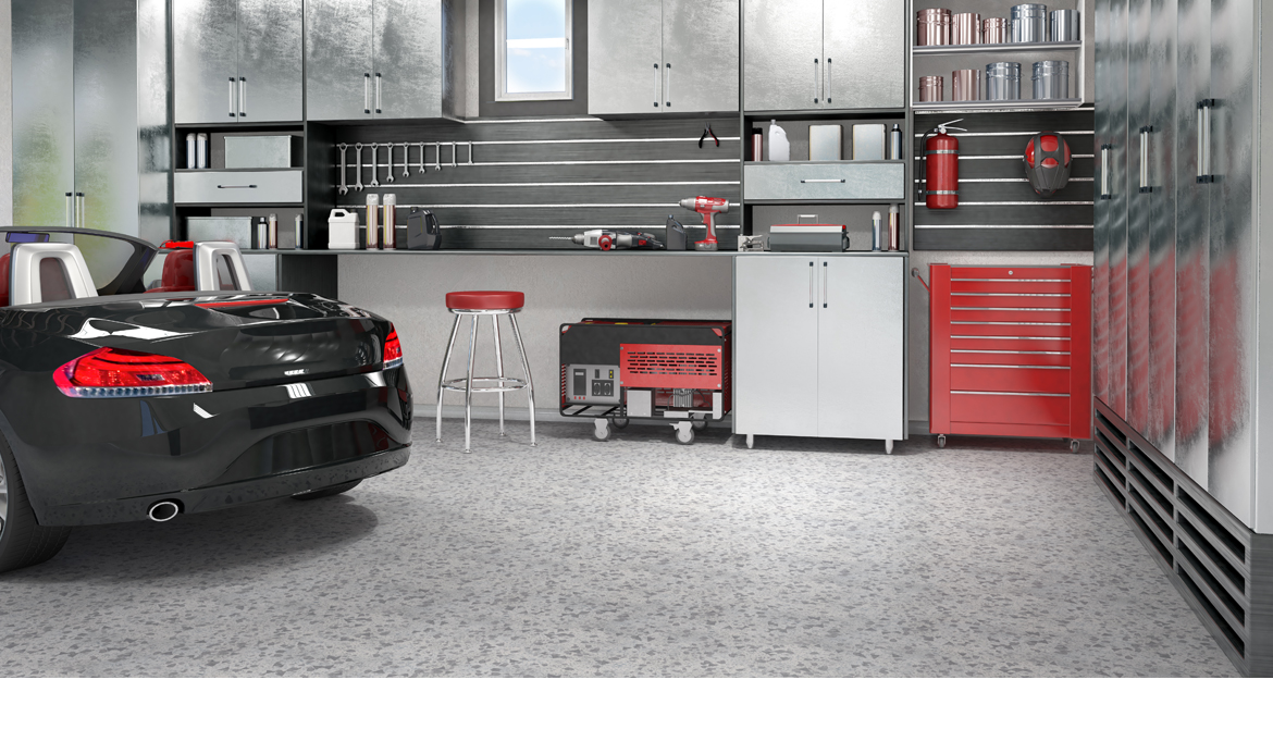 Premium garage with finished epoxy floor